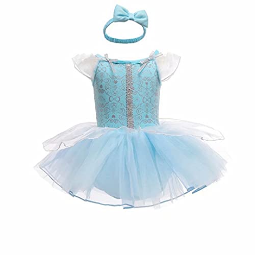 Szytypyl Princess Baby Girls Cinderella Costume Bodysuit Dress & Headband Set for Halloween Cosplay