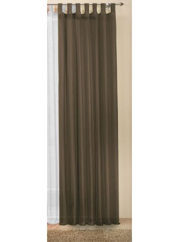 Rideau à Passants Transparent Monochrome en Voile - Plusieurs Couleurs attrayantes - Dimensions spéciales - 175 x 140 cm (H x l) - Marron - 611750 Cover