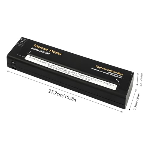 Portable Tattoo Stencil Printer Modern Thermal Tattoo Transfer Machine Kit Rectangular Black Tattoo Transfer Stencil Printer for Tattooing Compatible with Smartphone & PC, Black