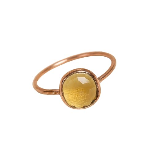 Bague de fiançailles topaze de bière naturelle fait main en argent sterling 925 RCR319