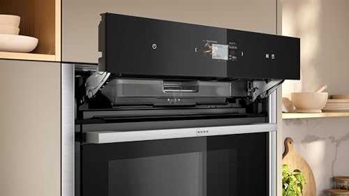 NEFF B64FS31N0, N 90, Einbau-Dampfbackofen, Integrierbarer Backofen 60 x 60cm, Made in Germany, Slide&Hide, Full Touch TFT-Display, Favorit, Soft Open & Close, Home Connect, Schwarz