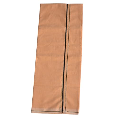 Image of Pure Cotton Dhoti for Men (1.28 x 1.87 m) | Solid Panchalu with Varied Small Color Border | Kerala Cotton Veshti, Khadi Dhoti | Lightweight Pooja & Temple Wear