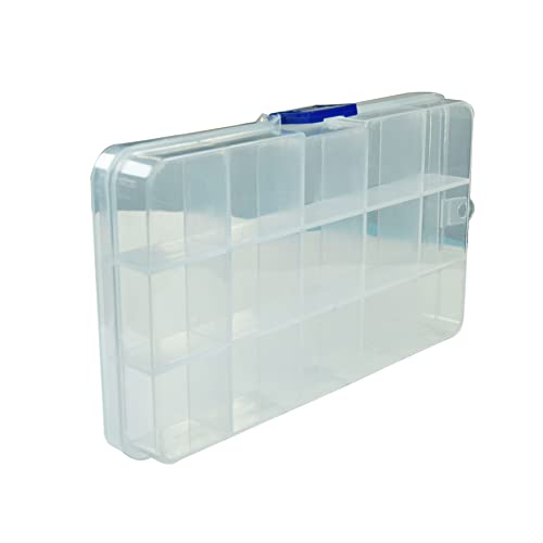 Image of Plastic Grid Storage Box,15 Large Grids Clear Plastic Jewelry Box, Small Accessories Multipurpose Organizer for earrings, tackle, string, (15 Grids - Clear)