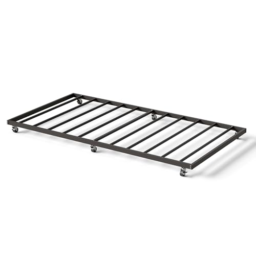 IDEALHOUSE Twin Size Metal Roll Out Trundle Bed Frame with Wheels and Slats Support, Black by IDEALHOUSE - Used condition - Image 3
