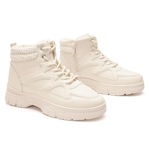 Botas de Nieve de Invierno para Mujer: cálidas y peludas, Impermeables, Antideslizantes, de caña Alta, con Cremallera y Cordones, para Senderismo. 37