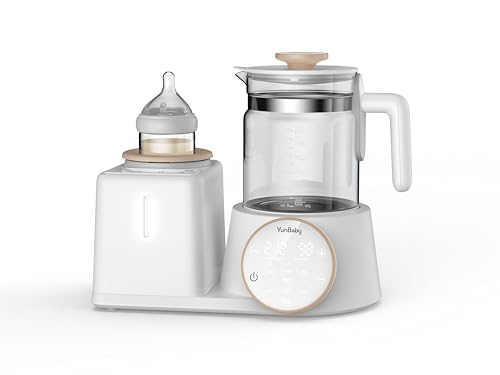 YunBaby 2-in-1 Baby Bottle Warmer & Formula Maker with Electric Kettle, Automatic Rotating Bottle Shaker, Fast Heating Water Warmer with Temperature Control for Formula, Breastmilk & Night Feeding