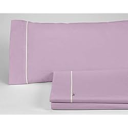 Sabanas Estela ESTELIA - Juego de sábanas Liso Color Malva - Cama de 180 (4 Piezas) - 100% algodón - 144 Hilos