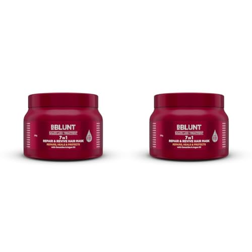 Image of BBLUNT 7 In 1 Repair & Revive Hair Mask For Upto 100% Damage Repair - 250G| Addresses 7 Signs Of Hair Damage | Enriched With Ceramides & Argan Oil (Pack Of 2) For All Hair Types, 1 Count