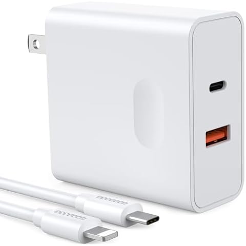 GOODaaa PD 20W Wall Charger with Cable Dual Ports Fast Charing Power Adapter for iPhone Series and Android Devices Cover