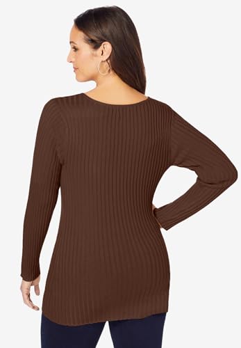 Jessica London Women's Plus Size V-Neck Ribbed Sweater2