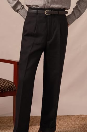 Men's Dress Pants Slim Fit Cotton Linen Trousers Regular Fit Casual Suit Pants3