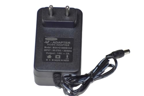 Image of Rashri 14V 2A Universal DC Power Adapter | Compatible with Toys, DC Fans, LED Lights, Selfie Rings & More | Heavy Duty Charger with Safety Protection