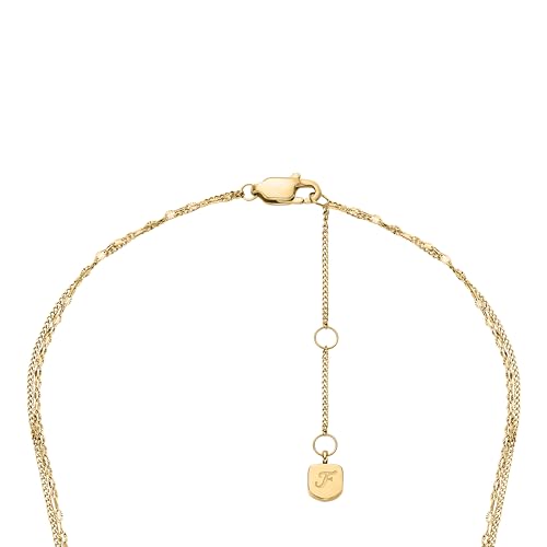 Image of Fossil Women's Gold-Tone Stainless Steel Pendant Chain Necklace for Women