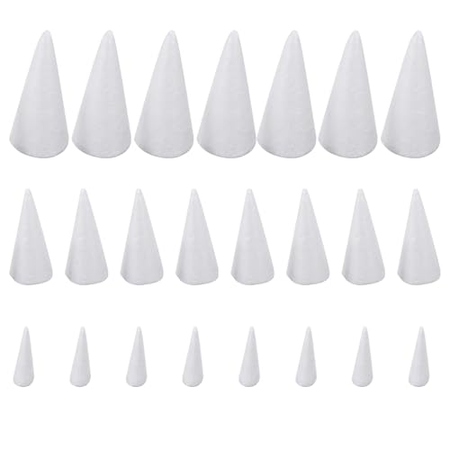 SEWACC 24pcs Christmas DIY Cones Children Handmade Craft Cone Accessories Christmas Tree Foam Mold for DIY Modeling Craft Party Decorations Foams