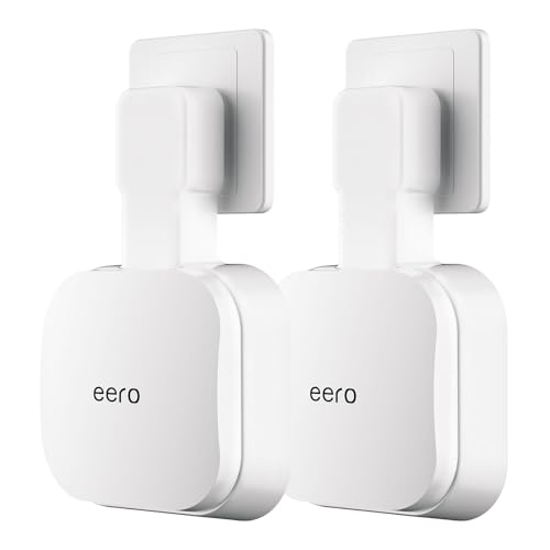 eero 7 Wall Mount, No Drill Outlet Bracket Holder Only Compatible with eero 7 Dual-Band Mesh Router, Cable Management - Space Saving (2 Pack)
