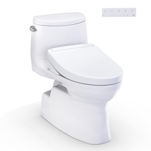 TOTO® WASHLET+® Carlyle® II One-Piece Elongated 1.28 GPF Toilet and WASHLET+® S5 Bidet Seat, Cotton White - MW6143446CEFG#01 miniatura 1