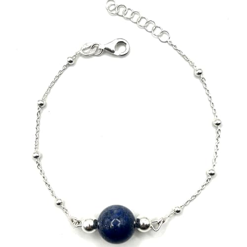 MASBARATA PULSERA PIEDRA NATURAL EN PLATA DE LEY (LAPISLÁZULI)