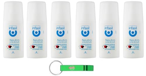 6 x Infasil Neutral, extra sanft, Deo Vapo, kein Gas, ohne Aluminiumsalze, Fleckenschutz, Deodorant, 70 ml + Schlüsselanhänger Beni Culinari gratis