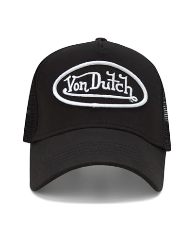 Image of Von Dutch Unisex Trucker Hat - Retro Classic Solid Color Mesh Back Snapback Baseball Cap for Men & Women.