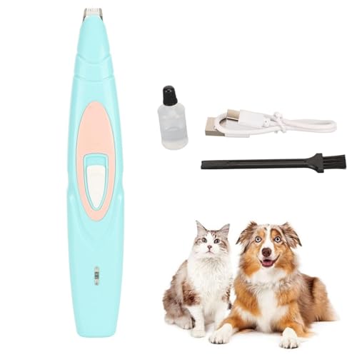 Cortadora de Patas de Perro, Cortadora de Patas de Gato Inalámbrica, Cortadora de Pelo Eléctrica de bajo Ruido para Perros Alrededor de Las Patas, Ojos, Orejas, Seguridad Facial, (Azul)