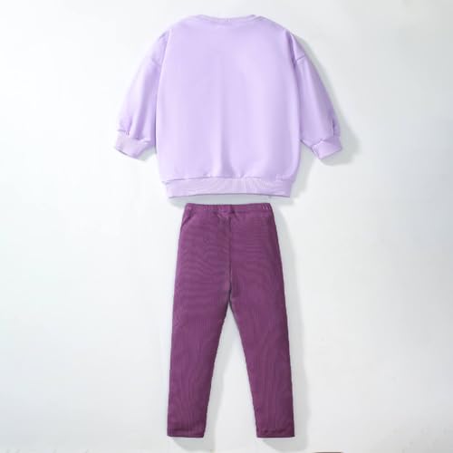 Image of HILEELANG Toddler Girl Fall Outfits Clothing Pants Set Sweatshirt Cotton Strench Leggings Playwear Sets 2pc