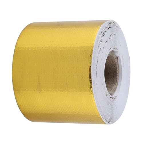 Aluminium Klebeband, Klebeband Goldband 1 Rolle Goldenes Auto Aluminium Folien Klebeband Haftendes Reflektierendes Hitzeschild Wickelband für Motorleitungen Auspuffrohre (10M*5CM)