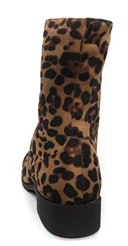 Image of Forever Link Womens Round Toe Military Lace Up Knit Ankle Cuff Low Heel Combat Boots