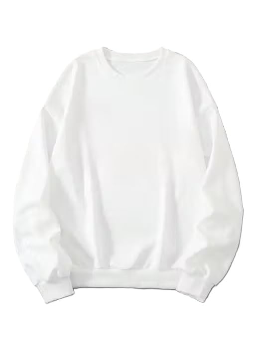 Tishika Clothing Trendy Casual Crew Neck Sweatshirt Perfect Everyday Wear for Layering Comfort and Relaxed Style S White-image-3