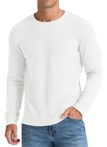 NITAGUT Mens Waffle Crewneck Shirts Slim Fit Long Sleeve Casual T-Shirt2