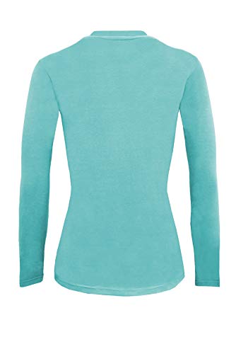 Natural Uniforms Women's Under Scrub Tee Crew Neck Long Sleeve T-Shirt (Aqua Blue, Medium)