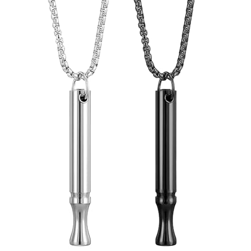 2Pcs Breathing Necklace for Anxiety & Stress Relief, Mindfulness & Quit Smoking Aid, Stainless Steel Breathe Necklace for Adults Teens Women Men