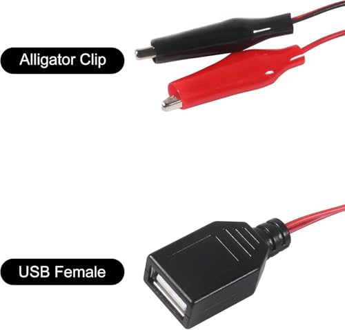 Image of 12PCS Alligator Clip to USB Female USB to Alligator Clip Adapter Cable for Electrical Testing(Female)
