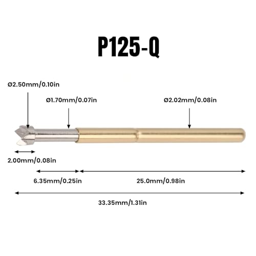 Image of Spring Test Probes, 100Pcs P125-Q High Accuracy Round Pogo Pins for PCB Board Testing Contact