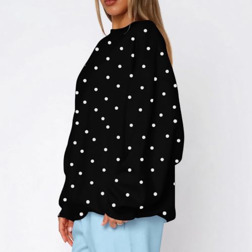 Womens Oversized Sweatshirt Crewneck Polka Dots Long Sleeve Pullover 2026 - image 7