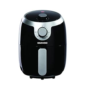 Daewoo SDA1599 2L Single Pot Air Fryer met snelle luchtcirculatie en 0-30 minuten timer, 80-200 °C temperatuurbereik en bescherming tegen oververhitting, afneembare bakplaat en antislipvoeten, zwart