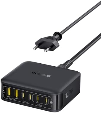 Baseus USB C Ladegerät 120W, 6-Port GaN Ladestation mit PD | Ideal für Büro und Zuhause, kompatibel mit MacBook Air, iPhone 17/16/15 Serie, Galaxy, iPad und vielen weiteren Geräten