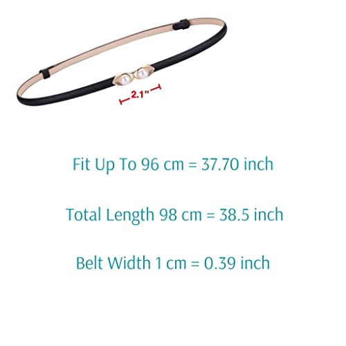 Women's Belt Skinny Soft Genuine Leather Belts Slim Dress Fashion Waist Belt Gold Solid Pearl Shaped Buckle Waistband4