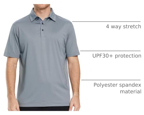 Image of Mens Polo Shirts Short and Long Sleeve Casual Solid Stylish Dry Fit Performance Designed Collared Golf Polo Shirts for Men