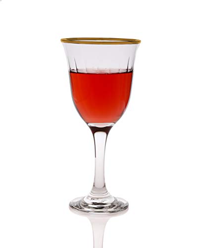 Clear Glass Water Glasses With Gold Rim Edge, Set Of 6, Fills 10 Oz. #TOP1