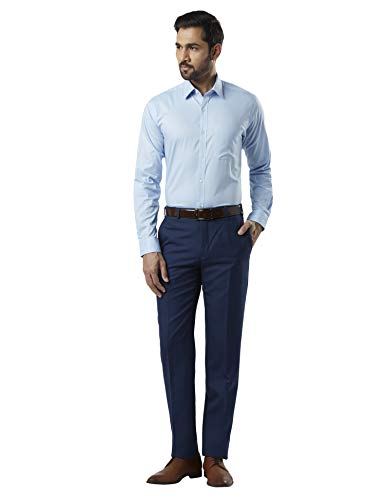 Image of Raymond Men's Pure Cotton Solid Pattern Slim Fit Semi Cutaway Collar Full Sleeve Formal Shirt