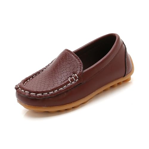 Toddler Boys Girls Loafer Shoes Soft Synthetic Leather Slip On 𝗠occasin Flat Boat Dress Shoes2