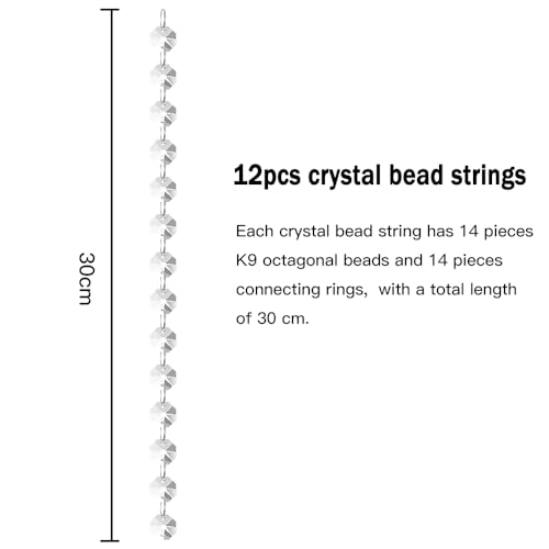 Miniatura 2 de Janeyi 12 Piezas Hebras De Cuentas De Cristal Transparente 30cm Cuentas De Octágono De Cristal Brillante K9 14mm Cadena De Cuentas De Lámpara De Araña Para Bricolaje Navidad Boda Cortina De Puerta