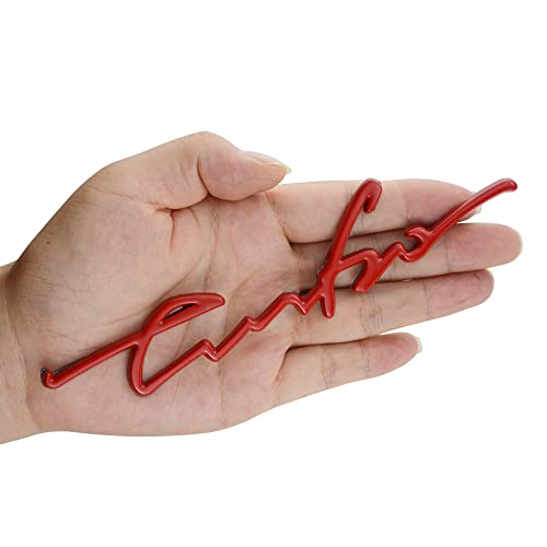 Image of 2Pc Turbo Letters Rear Badge Liftgate Emblem Look Deck Lid 3D Premium Badge Trunk Fender Car Rear Sticker Decal (Red)