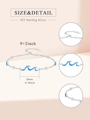 Image of WINNICACA 925 Sterling Silver Anklets for Women Adjustable Beaded Butterfly Opal Anklet Bracelet Foot Chains Jewelry Gifts for Women Beach Birthday Christmas Gift