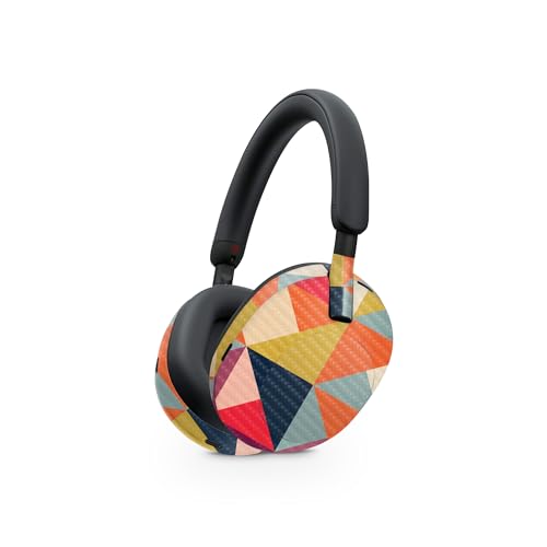 Image of MightySkins Carbon Fiber Skin Compatible with Sony WH-1000XM5 Headphones - Bright and Happy | Protective, Durable Textured Carbon Fiber Finish | Easy to Apply