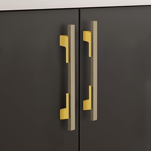 Image of Plantex Cabinet Handle /Kitchen Cabinet Door Handle /Wardrobe /160 mm Cupboard Handle /Door Pull-Push Handle for Home /Office - Pack of 2 (Brass Antique & Gold)