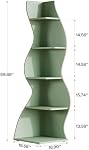 Tribesigns Wavy Corner Shelf, Modern 5-Tier Bookshelf Bookcase with Curvy Shape, Unique Plant Stand Display Rack for Living Room Small Space (Green)