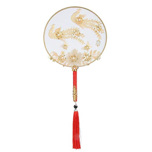 Ichiias Round Non slip Fan Round Fan Silk Flower Classical for Wedding Home decor Bedroom GiftsFly together
