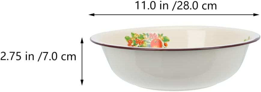 UPKOCH Vintage Enamel Basin 11 Inch Porcelain Enamel Wash Bowl for Kitchen Mixing and Washing Enameled Steel Basin for Home Use