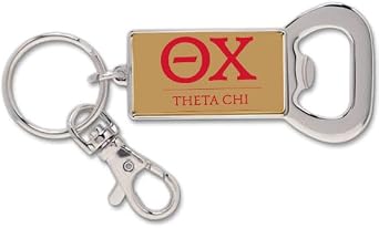 Sorority Shop Theta Chi Fraternity Keychain - Flat Bottle Opener with Greek Letters and Fraternity Name in Official Colors, Theta Chi Keyring